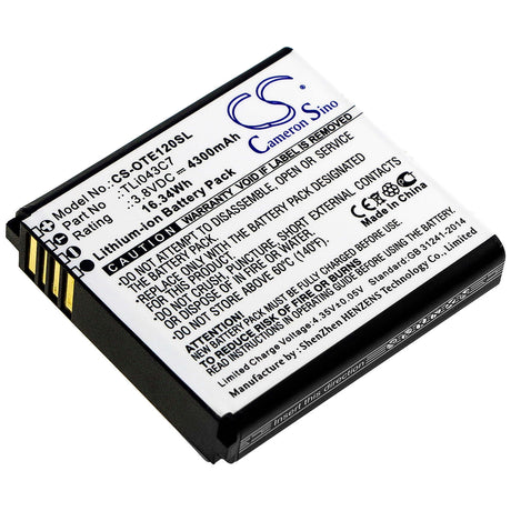 3.8V, Li-ion, 4300mAh, Hotspot battery fits Alcatel, Tli043c7, Ee120, 16.34Wh Hotspot Cameron Sino Technology Limited