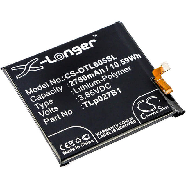 3.85V, Li-Polymer, 2750mAh, SmartPhone battery fits Alcatel, Cac2710006c1, Idol 5 Dual Sim, One Touch Idol 5, 10.59Wh Mobile, SmartPhone Cameron Sino Technology Limited (Suspended)