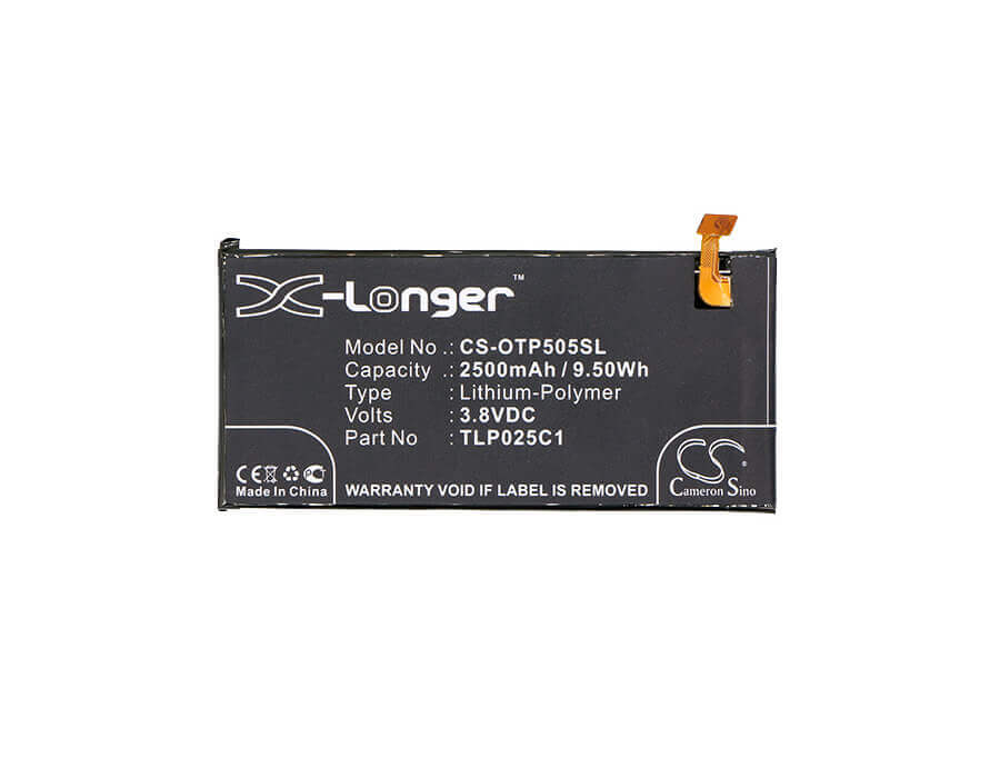 3,8V, Li-Polymer, 2500mAh, batterie de smartphone compatible avec Alcatel, Tlp025c1, One Touch Allure, One Touch Fierce 4, 9,5Wh Mobile, Smartphone Cameron Sino Technology Limited (Smartphone)