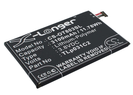 3.8V, Li-Polymer, 3100mAh, SmartPhone battery fits Alcatel, Orange, Tlp031c1, M811, M812, 11.78Wh Mobile, SmartPhone Cameron Sino Technology Limited (Smartphone)