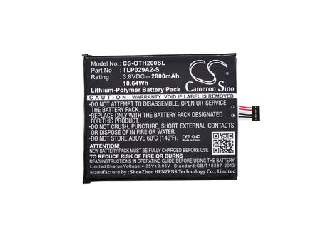 3.8V, Li-Polymer, 2800mAh, SmartPhone battery fits Tcl, Alcatel, Tlp029a2-s, Baal6045y, One Touch Idol 3 5.5, 10.64Wh Mobile, SmartPhone Cameron Sino Technology Limited (Smartphone)