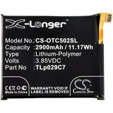 3.85V, Li-Polymer, 2900mAh, Batterie de smartphone compatible avec Alcatel, Tlp029c7, One Touch Idol 3c, One Touch Idol 3c Td-lte, 11.17Wh Mobile, Smartphone Cameron Sino Technology Limited (Smartphone)