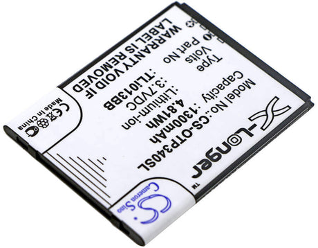 3.7V, Li-ion, 1300mAh, SmartPhone battery fits Alcatel, Orange, Tli013b2, One Touch Pixi 3 4.0, One Touch Pixi 3 4.0 3g, 4.81Wh Mobile, SmartPhone Cameron Sino Technology Limited (Smartphone)
