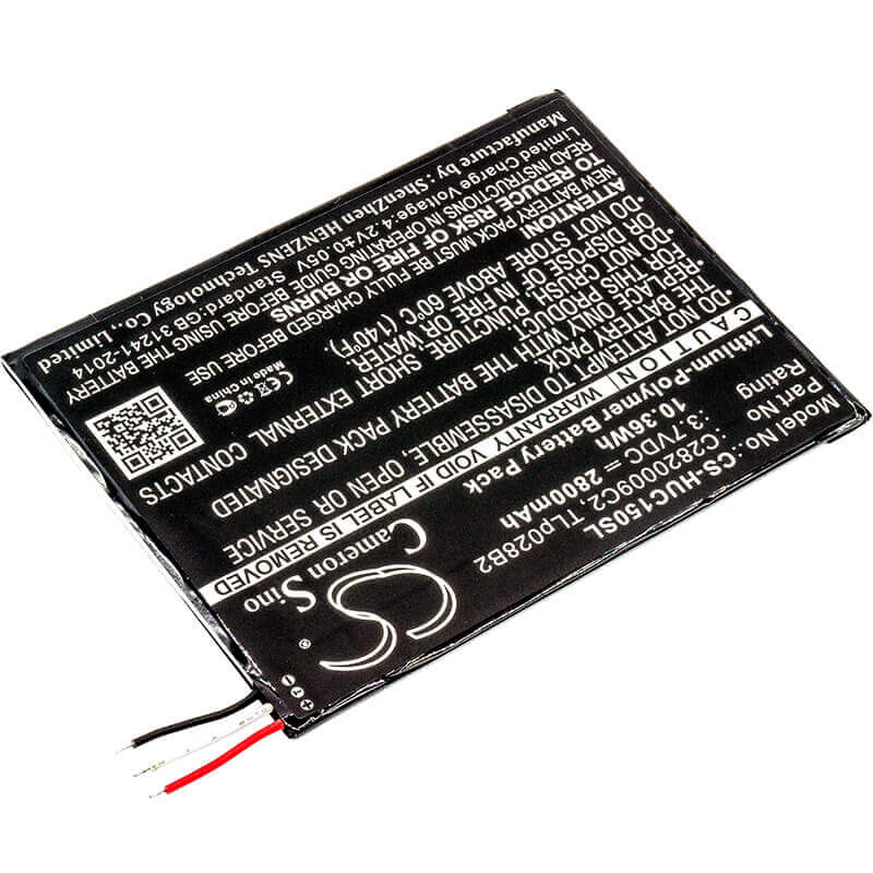 3.7V, Li-Polymer, 2800mAh, Tablet battery fits Kurio, Alcatel, C2820009c2, One Touch Pixi 3 (7) Wifi, Ot-8055, 10.36Wh Tablet Cameron Sino Technology Limited