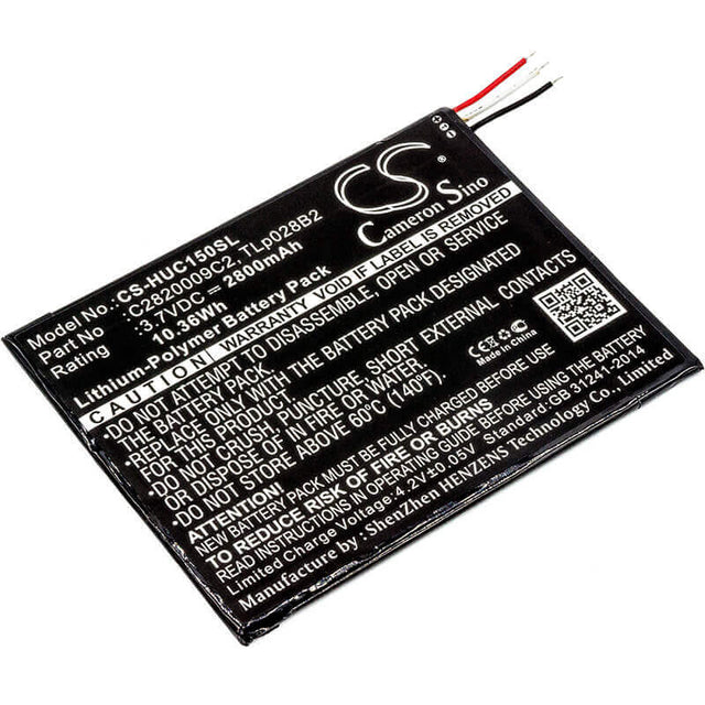 3.7V, Li-Polymer, 2800mAh, Tablet battery fits Kurio, Alcatel, C2820009c2, One Touch Pixi 3 (7) Wifi, Ot-8055, 10.36Wh Tablet Cameron Sino Technology Limited