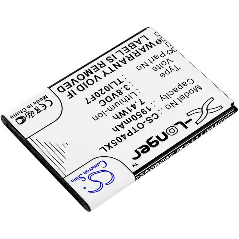3.8V, Li-ion, 1950mAh, SmartPhone battery fits Alcatel, Tli020f7, One Touch 4 5.0, One Touch Pixi 4 (5), 7.41Wh Mobile, SmartPhone Cameron Sino Technology Limited (Smartphone)