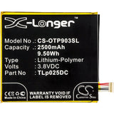 3.8V, Li-Polymer, 2500mAh, batterie de smartphone compatible avec Alcatel, Tlp025d2, One Touch Pixi 4 6.0, One Touch Pixi 4 6.0 3g, 9.5Wh Mobile, Smartphone Cameron Sino Technology Limited (Smartphone)