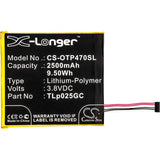 3,8V, Li-Polymer, 2500mAh, Batterie de smartphone compatible avec Alcatel, Tlp025gc, One Touch Pixi 4 7.0, One Touch Pixi 4 7.0 3g, 9,5Wh Mobile, Smartphone Cameron Sino Technology Limited (Smartphone)