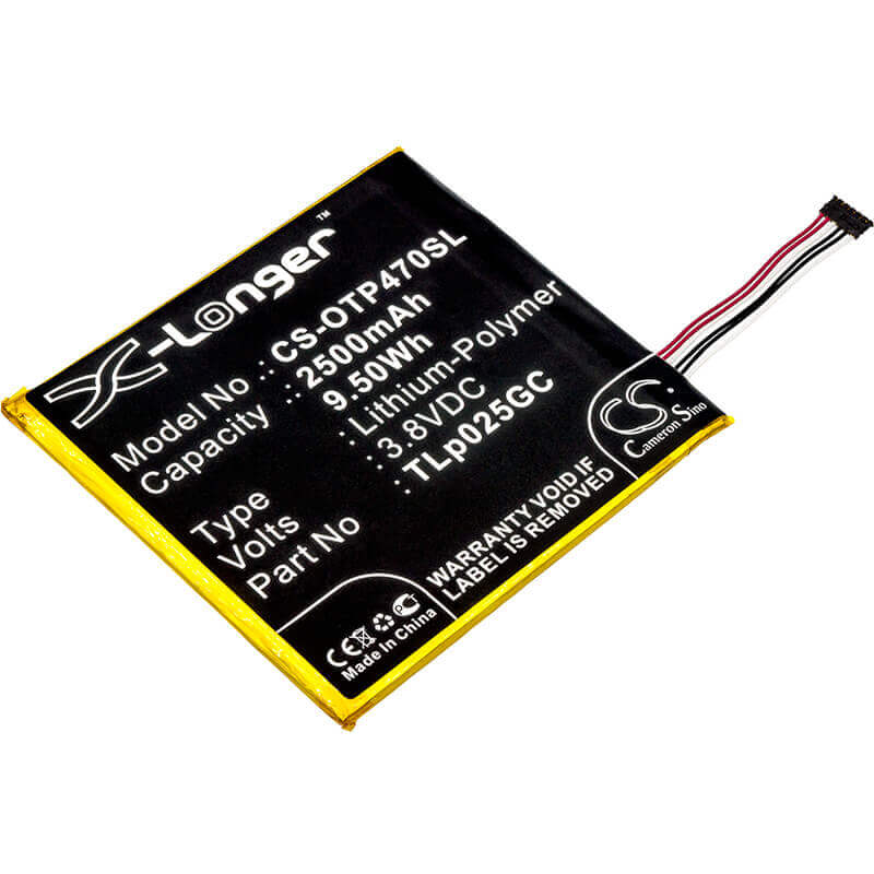3,8V, Li-Polymer, 2500mAh, Batterie de smartphone compatible avec Alcatel, Tlp025gc, One Touch Pixi 4 7.0, One Touch Pixi 4 7.0 3g, 9,5Wh Mobile, Smartphone Cameron Sino Technology Limited (Smartphone)
