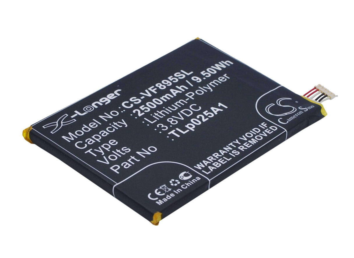 3.8V, Li-Polymer, 2500mAh, SmartPhone battery fits Alcatel, Vodafone, Tlp025a1, One Touch Pop 2 5.0, Ot-7043, 9.5Wh Mobile, SmartPhone Cameron Sino Technology Limited (Smartphone)