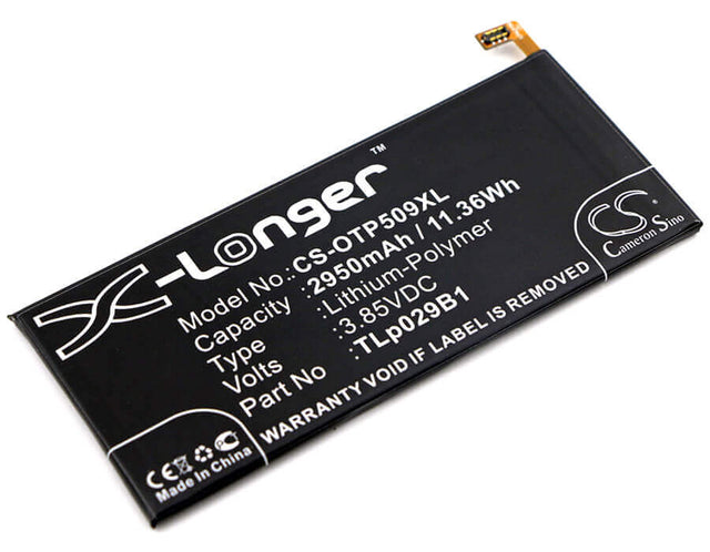 3,85V, Li-Polymer, 2950mAh, batterie de smartphone compatible avec Alcatel, Vodafone, Tlp029b1, Fl02, Flash Plus 2, 11,36Wh Mobile, Smartphone Cameron Sino Technology Limited (Smartphone)
