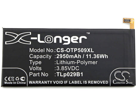 3.85V, Li-Polymer, 2950mAh, SmartPhone battery fits Alcatel, Vodafone, Tlp029b1, Fl02, Flash Plus 2, 11.36Wh Mobile, SmartPhone Cameron Sino Technology Limited (Smartphone)