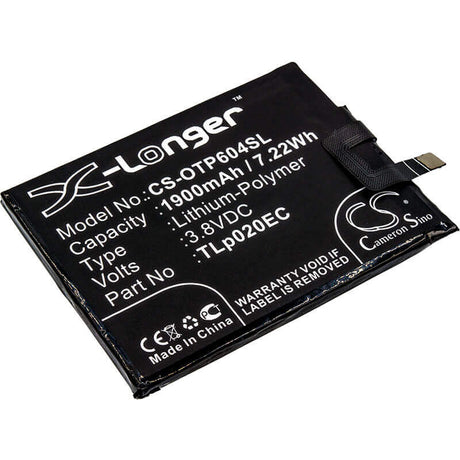 3.8V, Li-Polymer, 1900mAh, SmartPhone battery fits Alcatel, Tlp020ec, One Touch Pop Up, One Touch Pop Up Lte Dual Sim, 7.22Wh Mobile, SmartPhone Cameron Sino Technology Limited (Smartphone)