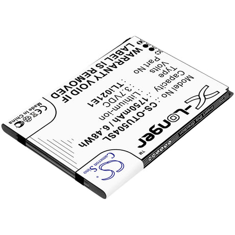 3.7V, Li-ion, 1750mAh, SmartPhone battery fits Alcatel, Cab2150008c1, Ot-5047u, U5 Hd, 6.48Wh Mobile, SmartPhone Cameron Sino Technology Limited (Smartphone)