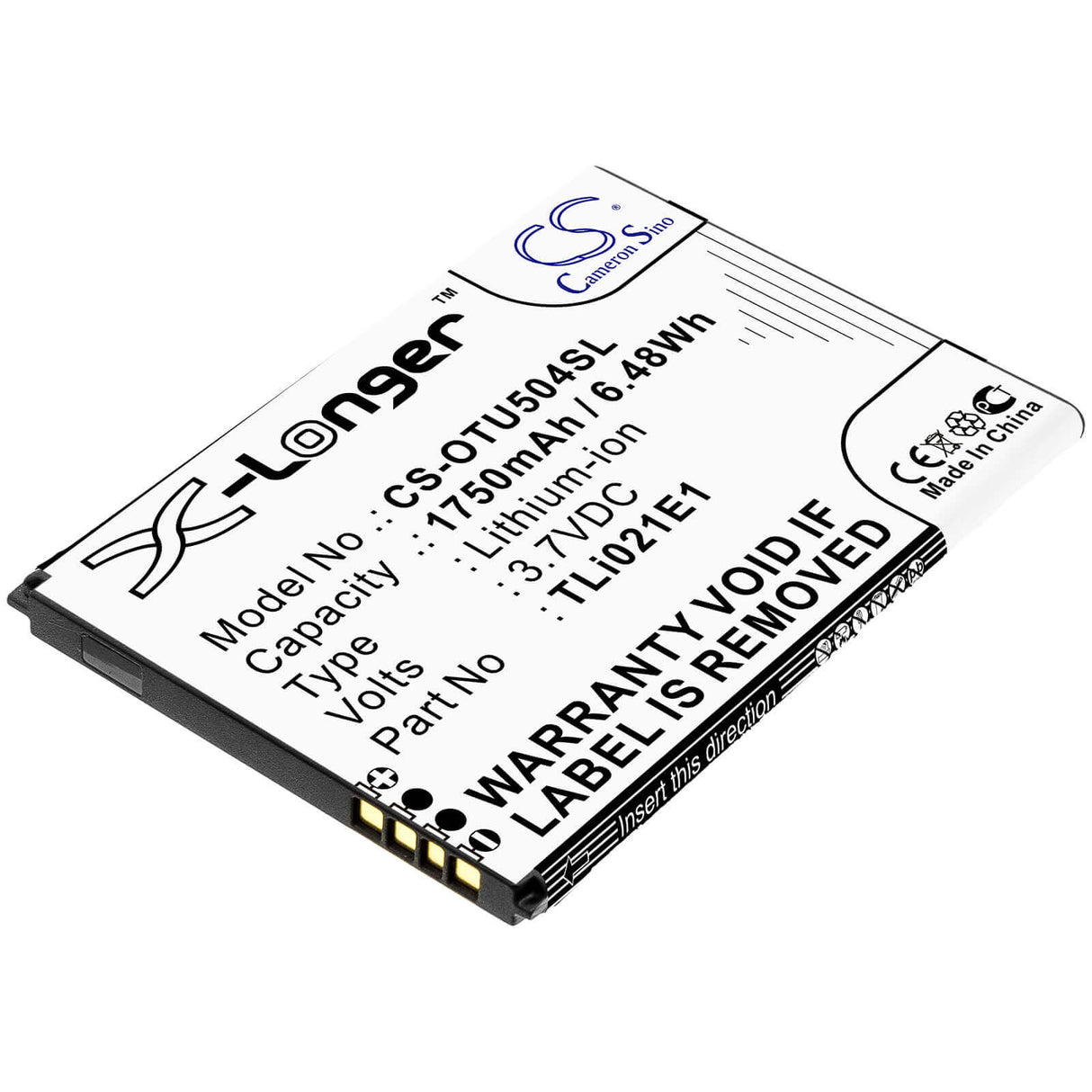 3,7V, Li-ion, 1750mAh, batterie de smartphone compatible Alcatel, Cab2150008c1, Ot-5047u, U5 Hd, 6,48Wh Mobile, Smartphone Cameron Sino Technology Limited (Smartphone)