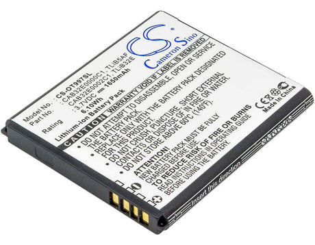 3.7V, Li-ion, 1650mAh, Hotspot battery fits Base, Base, Alcatel, Alcatel, Tcl, Tcl, Cab32e0000c1, Linkzone 41, Linkzone 5271, 6.11Wh Hotspot Cameron Sino Technology Limited