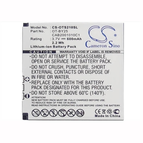 3.7V, Li-ion, 600mAh, SmartPhone battery fits Alcatel, B-u81, One Touch 111, One Touch S120, 2.22Wh Mobile, SmartPhone Cameron Sino Technology Limited (Smartphone)