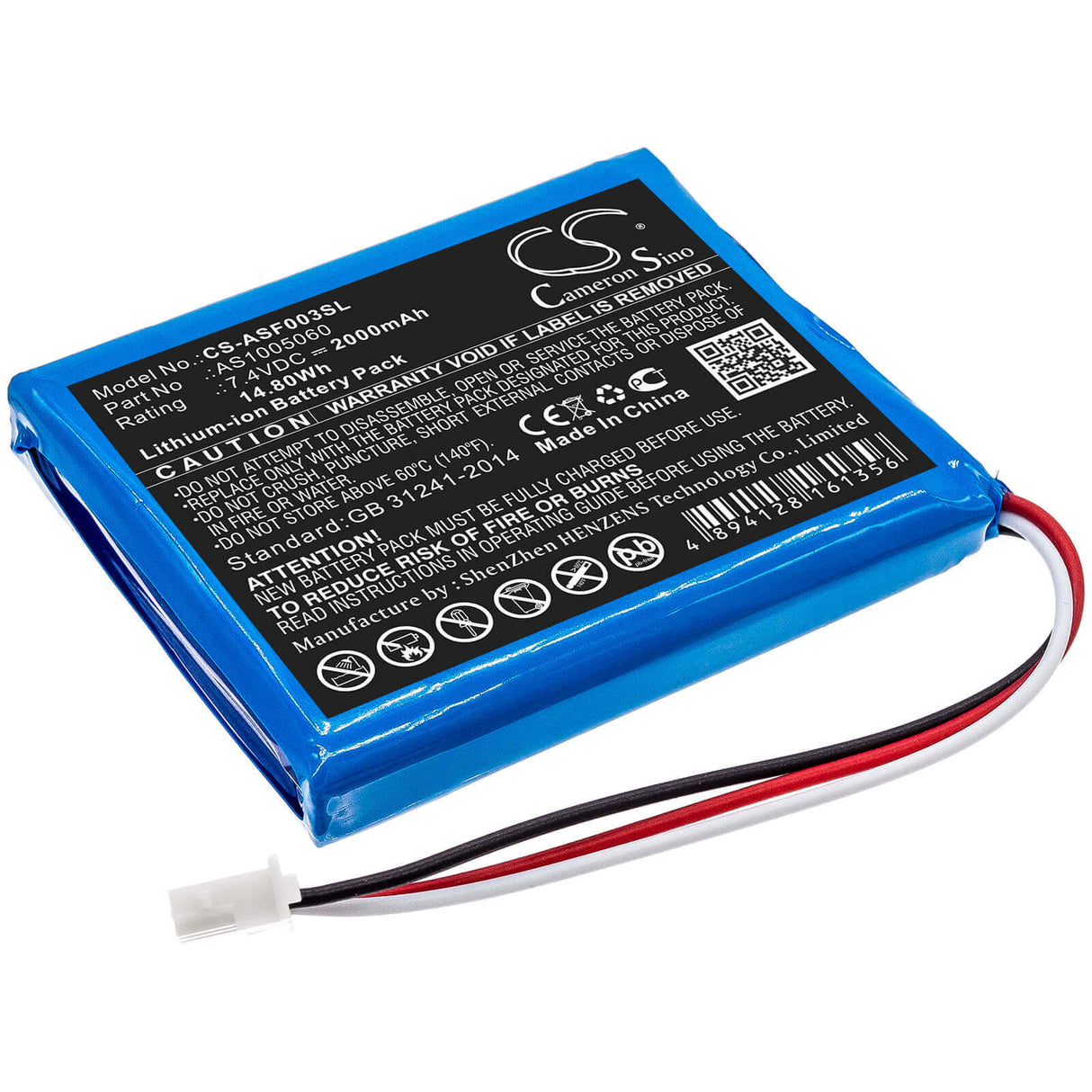 7.4V, Li-ion, 2000mAh, Equipment battery fits Alpsat, As1005060, Satfinder Spare Part SF03-BT, 14.8Wh Equipment, Survey, Test Cameron Sino Technology Limited