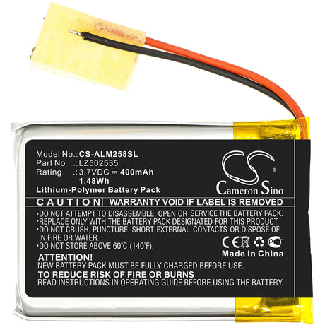 3.7V, Li-Polymer, 400mAh, Speaker battery fits Altec Lansing, Imw257, Imw257-mt, 1.48Wh Speaker Cameron Sino Technology Limited