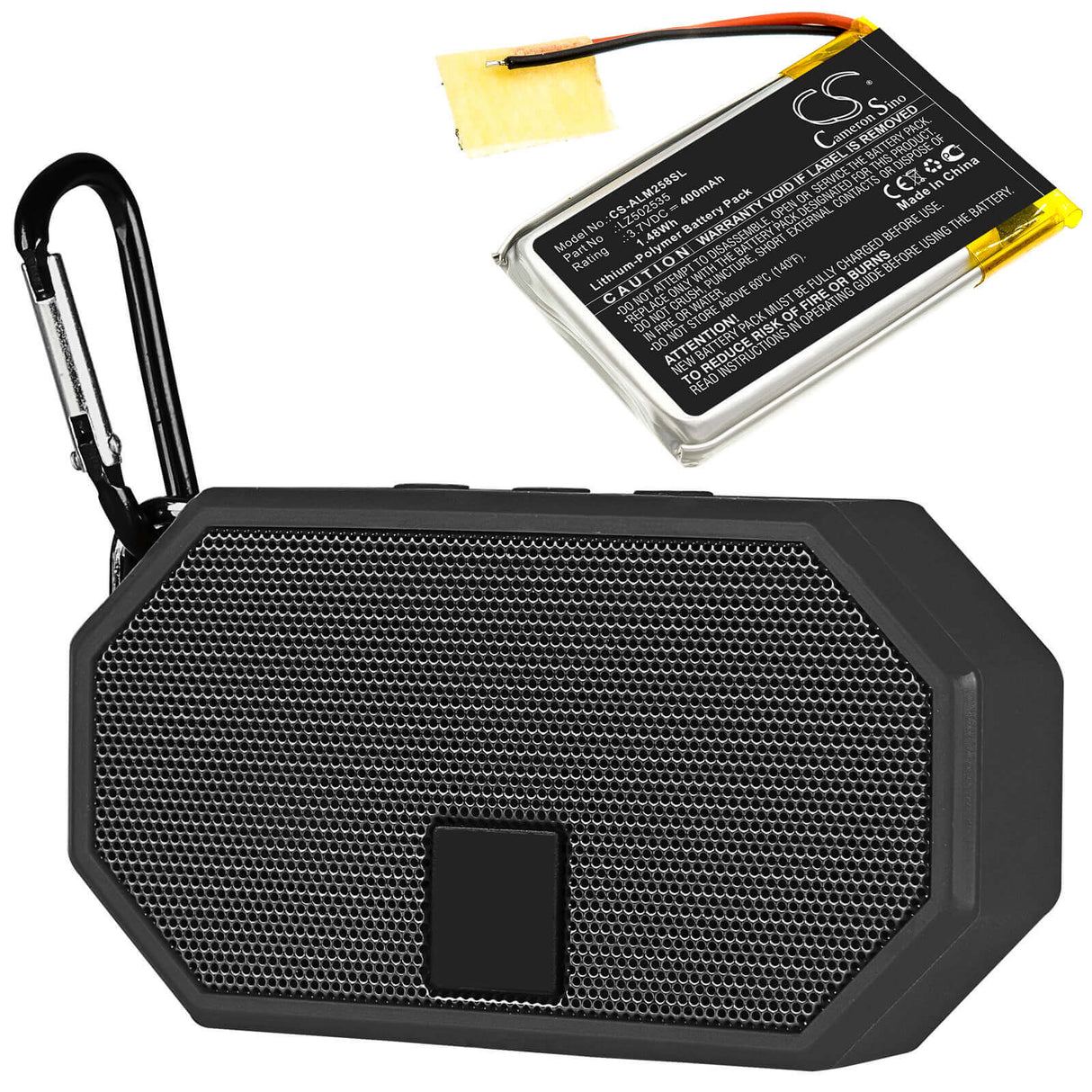 3.7V, Li-Polymer, 400mAh, Speaker battery fits Altec Lansing, Imw257, Imw257-mt, 1.48Wh Speaker Cameron Sino Technology Limited