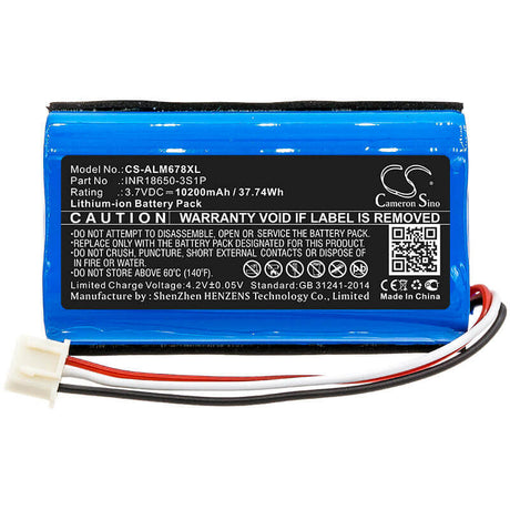 3.7V, Li-ion, 10200mAh, Speaker battery fits Altec Lansing, Imw678, Imw678-blk, 37.74Wh Speaker Cameron Sino Technology Limited