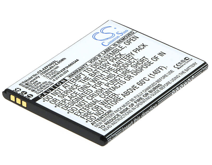 3.7V, Li-ion, 1500mAh, SmartPhone battery fits Amazing, Zte, Li3818t43p3h665344, A5s, 5.55Wh Mobile, SmartPhone Cameron Sino Technology Limited (Smartphone)