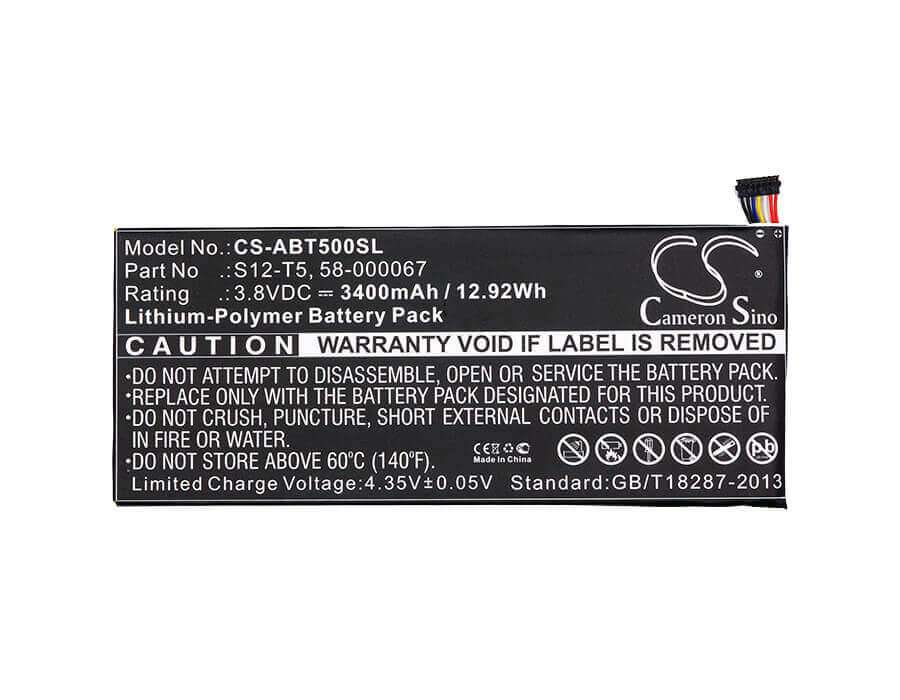 3.8V, Li-Polymer, 3400mAh, Tablet battery fits Amazon, 58-000067, 12.92Wh Tablet Cameron Sino Technology Limited