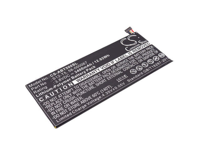 3.8V, Li-Polymer, 3400mAh, Tablet battery fits Amazon, 58-000067, 12.92Wh Tablet Cameron Sino Technology Limited