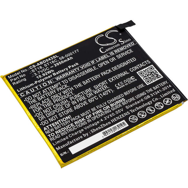 3.7V, Li-Polymer, 2950mAh, Tablet battery fits Amazon, 58-000177, B01gew27da, Kindle Fire 7", 10.92Wh Tablet Cameron Sino Technology Limited