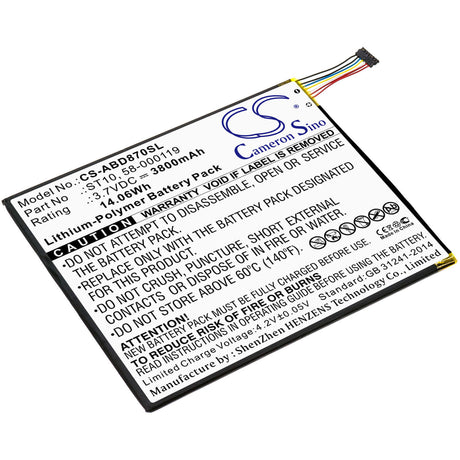 3.7V, Li-Polymer, 3800mAh, Tablet battery fits Amazon, 26s1008, B00vkiy9rg, Kindle Fire Hd 10, 14.06Wh Tablet Cameron Sino Technology Limited