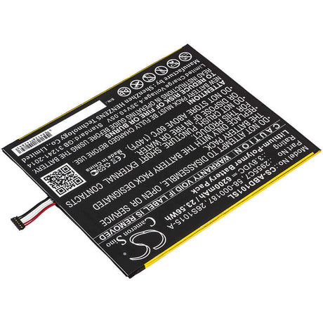 3.8V, Li-Polymer, 6200mAh, 58-000377 Tablet battery fits amazon fire hd 10 (11th generation), Kindle Fire Hd 10.1 7th, 23.56Wh Tablet Cameron Sino Technology Limited