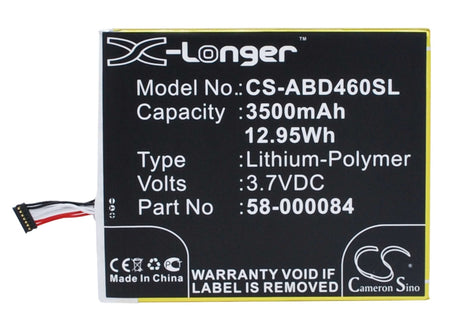 3.7V, Li-Polymer, 3500mAh, Tablet battery fits Amazon, 58-000084, B00ikpw0ua, B00ikpykwg, 12.95Wh Tablet Cameron Sino Technology Limited