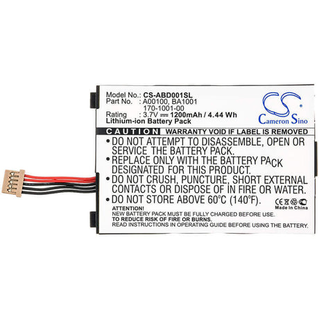 3.7V, Li-ion, 1200mAh, E-book, E-reader battery fits Amazon, 170-1001-00, Kindle, Kindle D00111, 4.44Wh E-book, E-reader Cameron Sino Technology Limited
