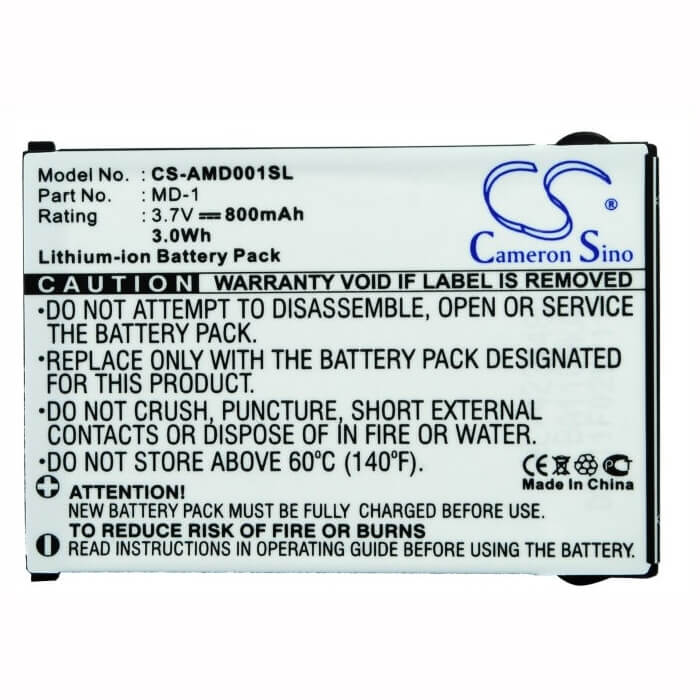 3.7V, Li-ion, 800mAh, SmartPhone battery fits Amoi, Md-1, Md-1, 2.96Wh Mobile, SmartPhone Cameron Sino Technology Limited (Smartphone)