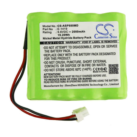 9.6V, Ni-MH, 2000mAh, Medical battery fits Ampall, E-1419, Sp-8800 Syringe Pump, 19.20Wh Medical Cameron Sino Technology Limited (Medical)