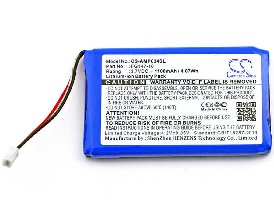 3.7V, Li-ion, 1100mAh, Remote Control battery fits Amx, Fg148-04, Mio Modero Remote Controls, Mio R-4 Mio Modero Remote, 4.07Wh Remote Control Cameron Sino Technology Limited