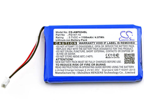 3.7V, Li-ion, 1100mAh, Remote Control battery fits Amx, Fg148-04, Mio Modero Remote Controls, Mio R-4 Mio Modero Remote, 4.07Wh Remote Control Cameron Sino Technology Limited