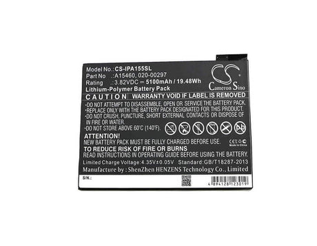 3.82V, Li-Polymer, 5100mAh, Tablet battery fits Apple, 020-00297, A1538, A1546, 19.48Wh Tablet Cameron Sino Technology Limited
