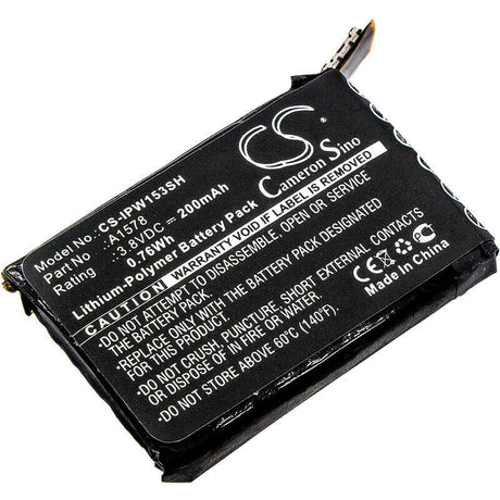 3.8V, Li-Polymer, 200mAh, Smartwatch battery fits Apple, A1578, A1553, A1554, 0.76Wh Smartwatch Cameron Sino Technology Limited