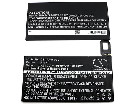 3.8V, Li-Polymer, 10300mAh, Tablet battery fits Apple, A1577, A1577, A1584, 39.14Wh Tablet Cameron Sino Technology Limited