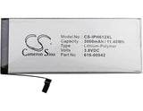 3.8V, Li-Polymer, 3000mAh, SmartPhone battery fits Apple, 616-00042, A1634, A1687, 11.4Wh Mobile, SmartPhone Cameron Sino Technology Limited (Smartphone)