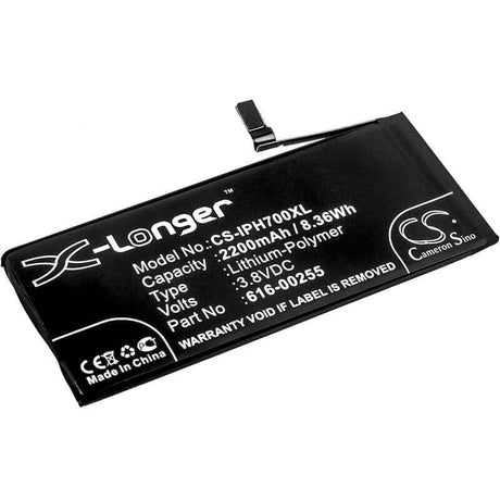 3.8V, Li-Polymer, 2200mAh, SmartPhone battery fits Apple, 616-00255, A1660, A1778, 8.36Wh Mobile, SmartPhone Cameron Sino Technology Limited (Smartphone)