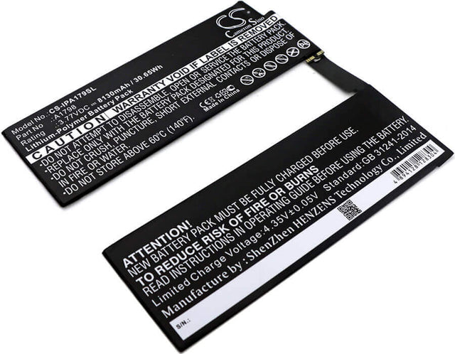 3.77V, Li-Polymer, 8130mAh, Tablet battery fits Apple, A1798, A1701, A1709, 30.65Wh Tablet Cameron Sino Technology Limited