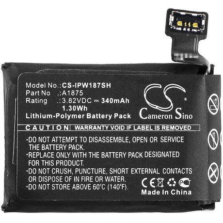 3.82V, Li-Polymer, 340mAh, Smartwatch battery fits Apple, A1875, A1861, Watch Series 3 42mm, 1.30Wh Smartwatch Cameron Sino Technology Limited