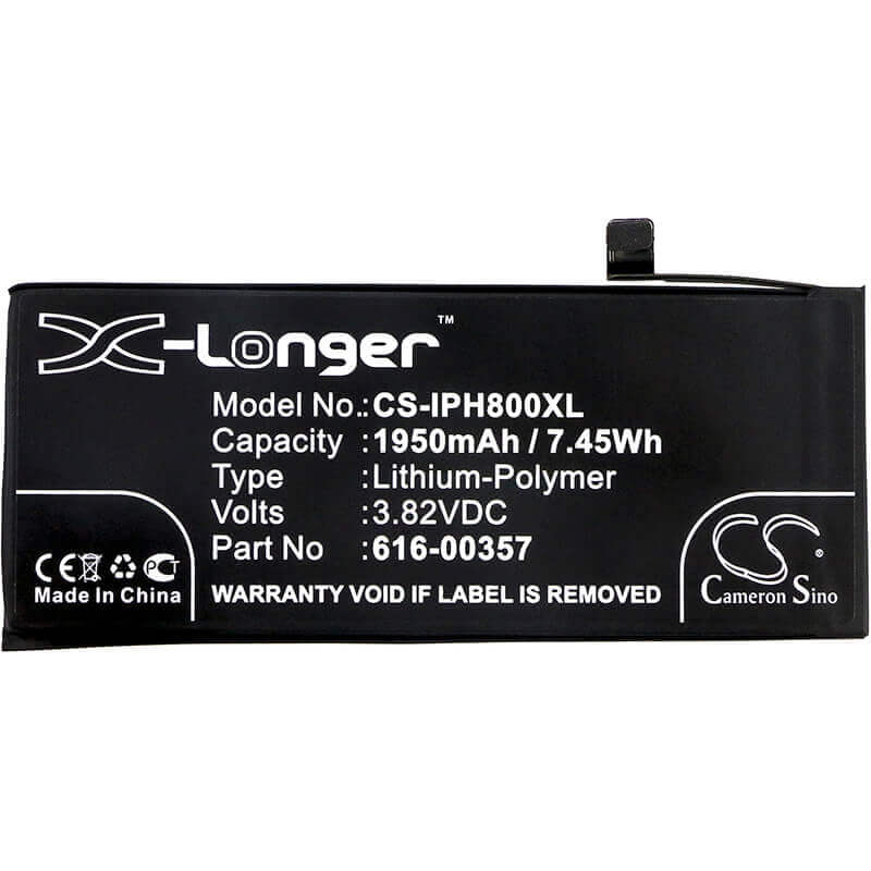 3.82V, Li-Polymer, 1950mAh, SmartPhone battery fits Apple, 616-00357, A1863, Iphone 8, 7.45Wh Mobile, SmartPhone Cameron Sino Technology Limited (Smartphone)