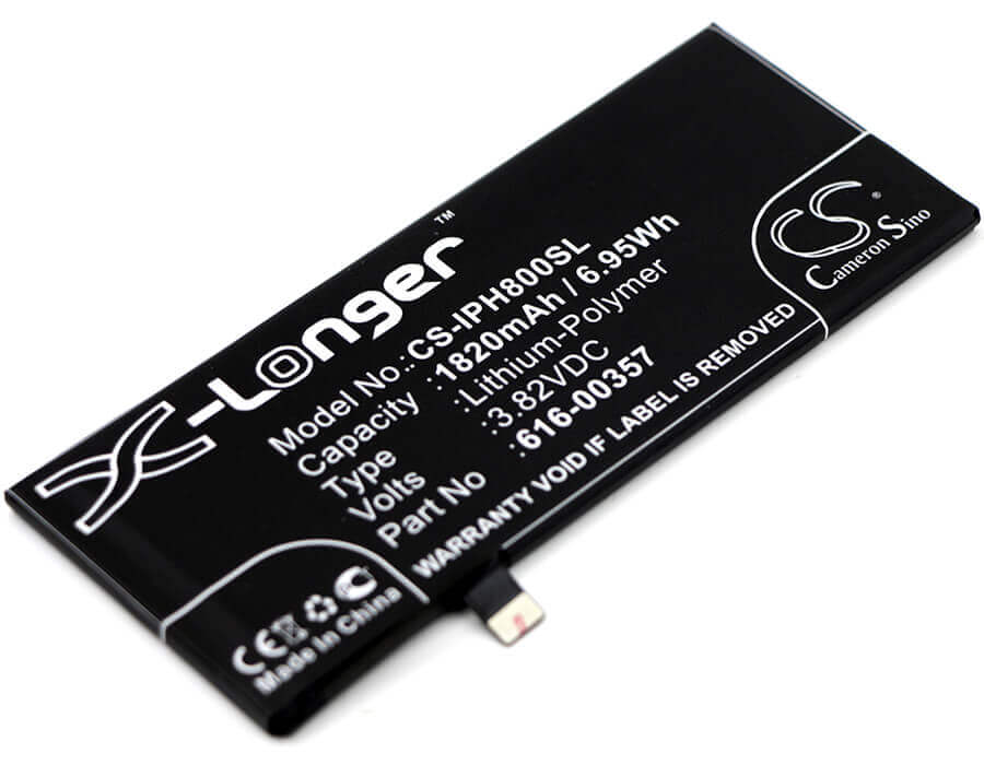 3.82V, Li-Polymer, 1820mAh, SmartPhone battery fits Apple, 616-00357, A1863, Iphone 8, 6.95Wh Mobile, SmartPhone Cameron Sino Technology Limited (Smartphone)