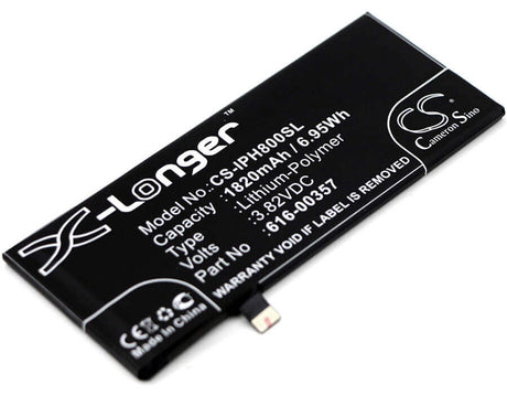 3.82V, Li-Polymer, 1820mAh, SmartPhone battery fits Apple, 616-00357, A1863, Iphone 8, 6.95Wh Mobile, SmartPhone Cameron Sino Technology Limited (Smartphone)