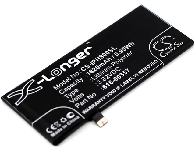 3.82V, Li-Polymer, 1820mAh, SmartPhone battery fits Apple, 616-00357, A1863, Iphone 8, 6.95Wh Mobile, SmartPhone Cameron Sino Technology Limited (Smartphone)