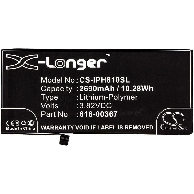 3.82V, Li-Polymer, 2690mAh, SmartPhone battery fits Apple, 616-00367, A1864, Iphone 8 Plus, 10.28Wh Mobile, SmartPhone Cameron Sino Technology Limited (Smartphone)