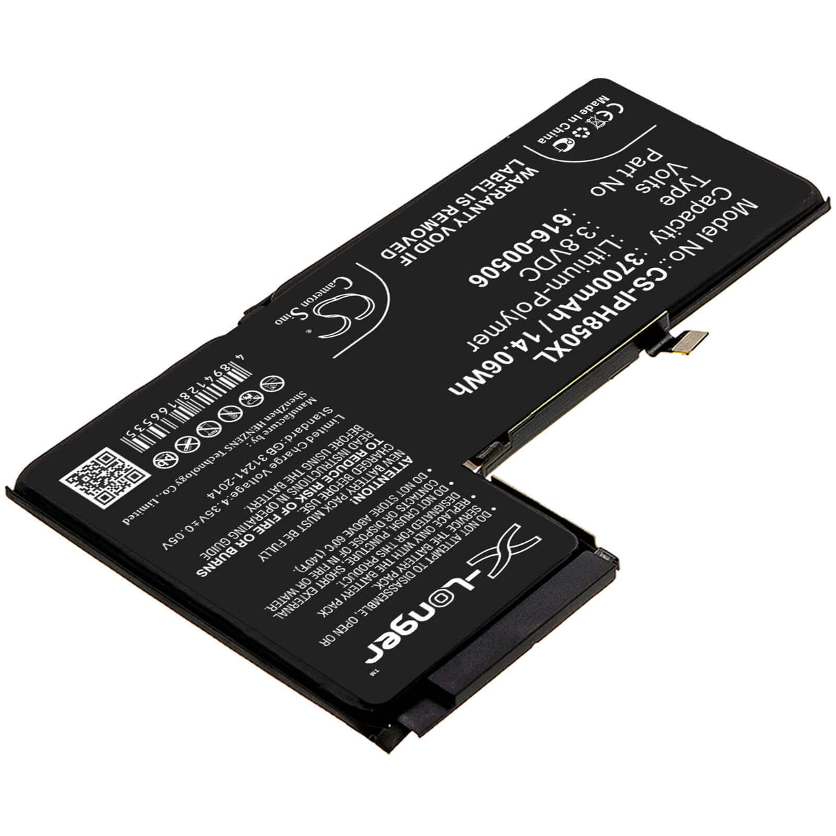 3.8V, Li-Polymer, 3700mAh, SmartPhone battery fits Apple, 616-00506, A1921, A2014, 14.06Wh Mobile, SmartPhone Cameron Sino Technology Limited (Smartphone)